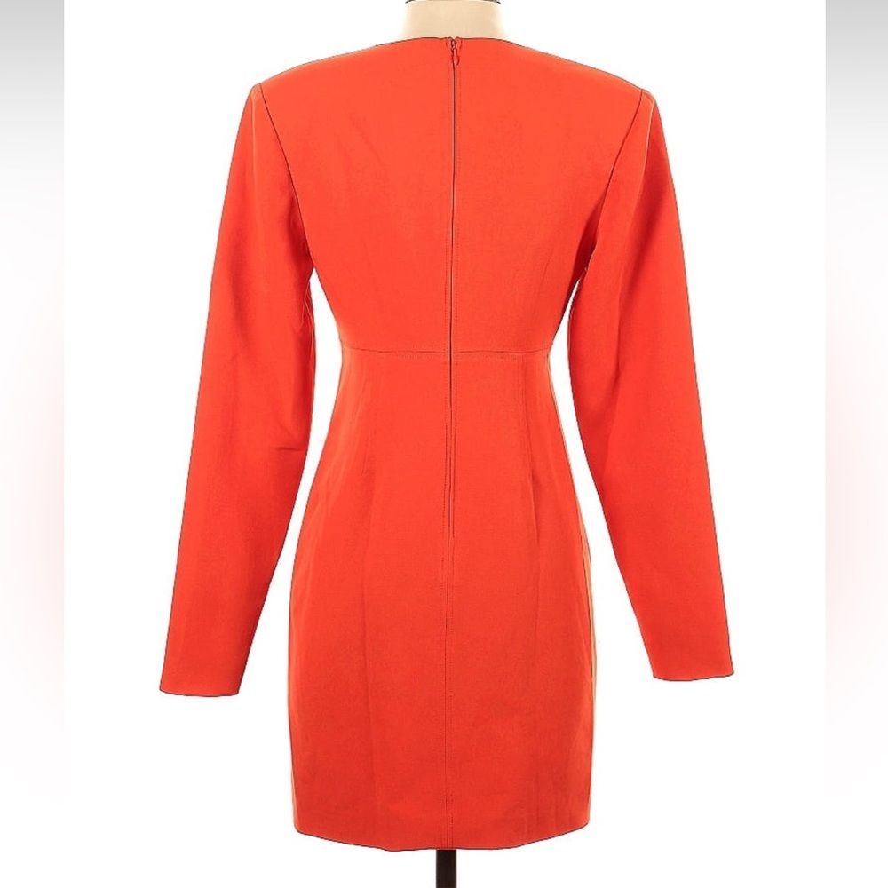 NWT LBV. Bright Red Flame Crepe Cocktail Mini Dress w/ Corset Seams Size 2 - Picture 9 of 10